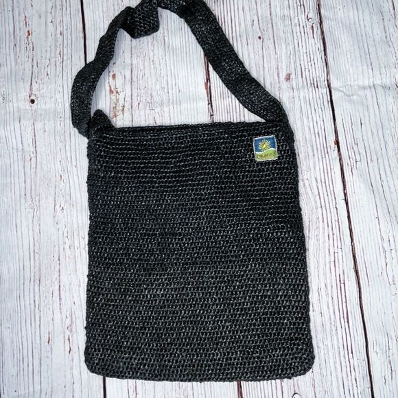 Black Chikumbuso Handmade Tote Bag Crochet from Recycled Plastic Bags - Picture 4 of 5